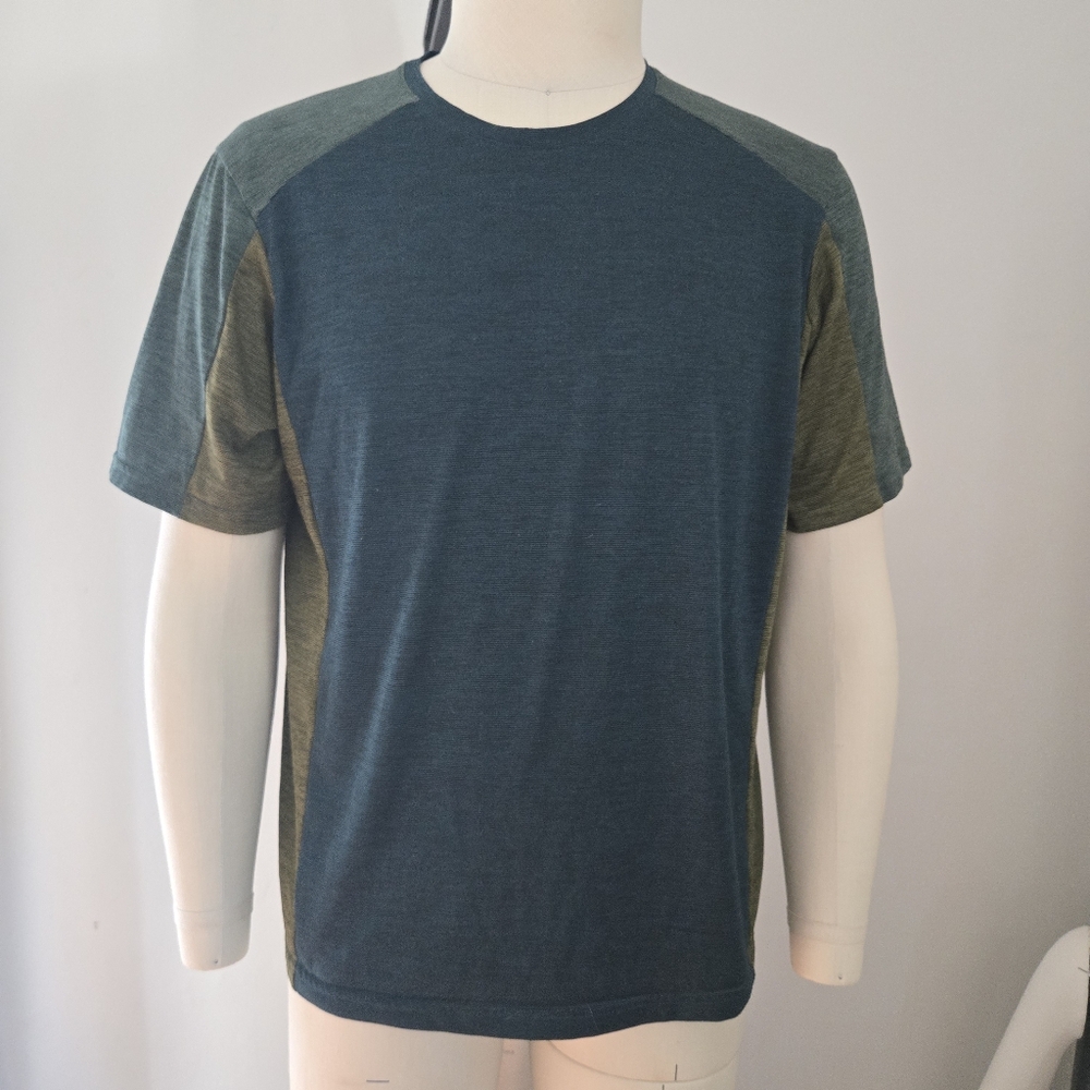 REI COOP Men's Performance T-Shirt, Size M/L, Green Colorblock Stripe
